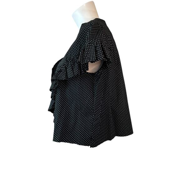 PASKAL CROP Polka Dot Ruffle Trim Blouse Cut By Hand sz M $330 Flawed-Read desc - Picture 2 of 8